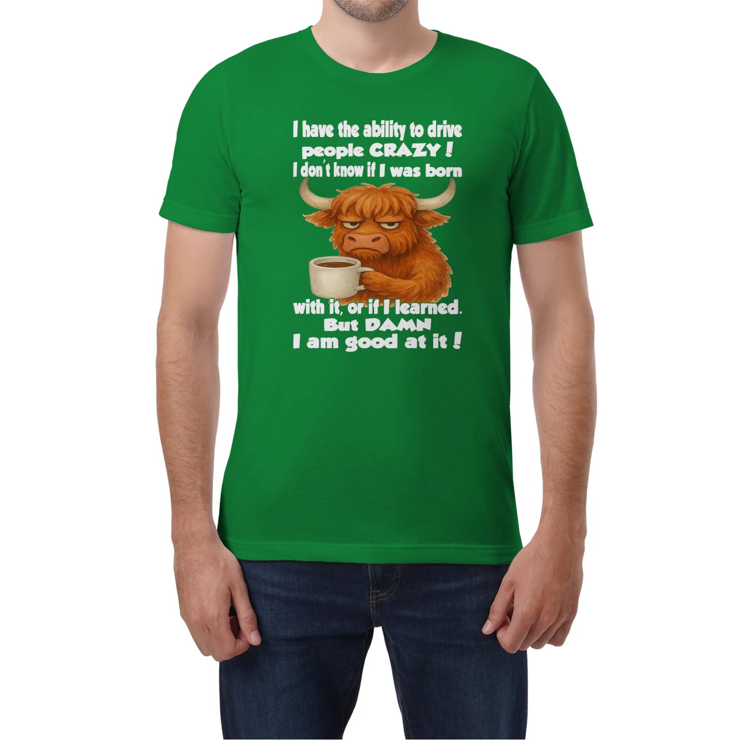 FUNNY SLOGAN T-SHIRT – CUTE COFFEE COW GRAPHIC TEE - BIRTHDAY GIFT FOR MEN/WOMEN - NTTD00 (SKU10-19)