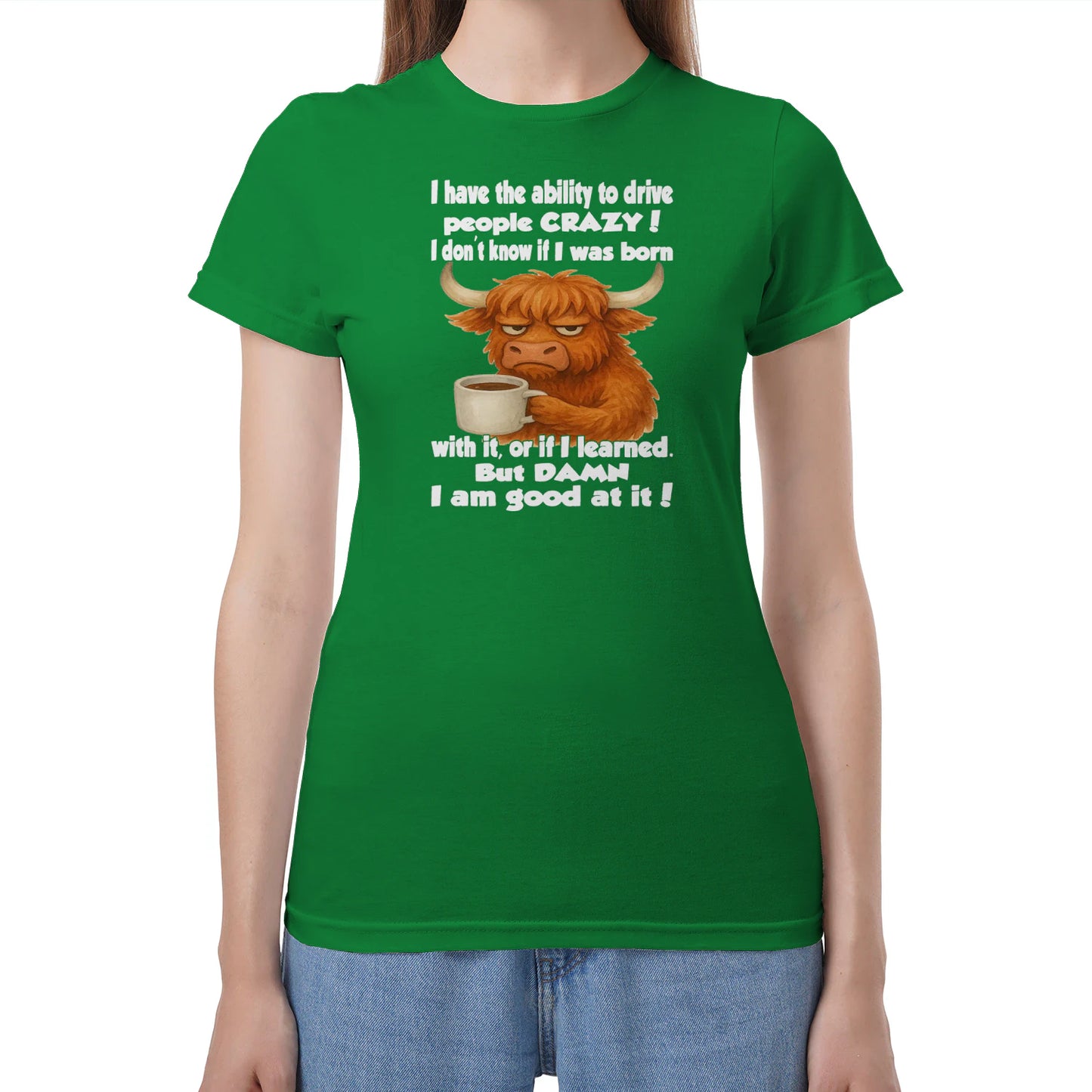 FUNNY SLOGAN T-SHIRT – CUTE COFFEE COW GRAPHIC TEE - BIRTHDAY GIFT FOR MEN/WOMEN - NTTD00 (SKU10-19)