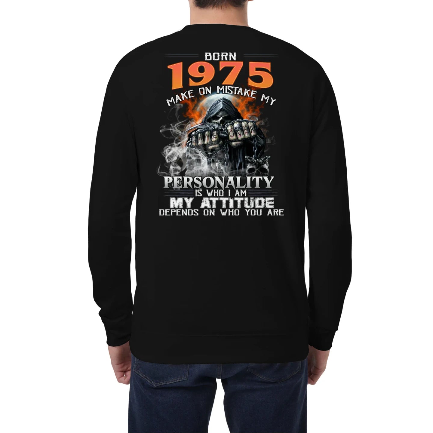 Born in 1975 – Bold Skull Attitude Tee for Legends Us1975