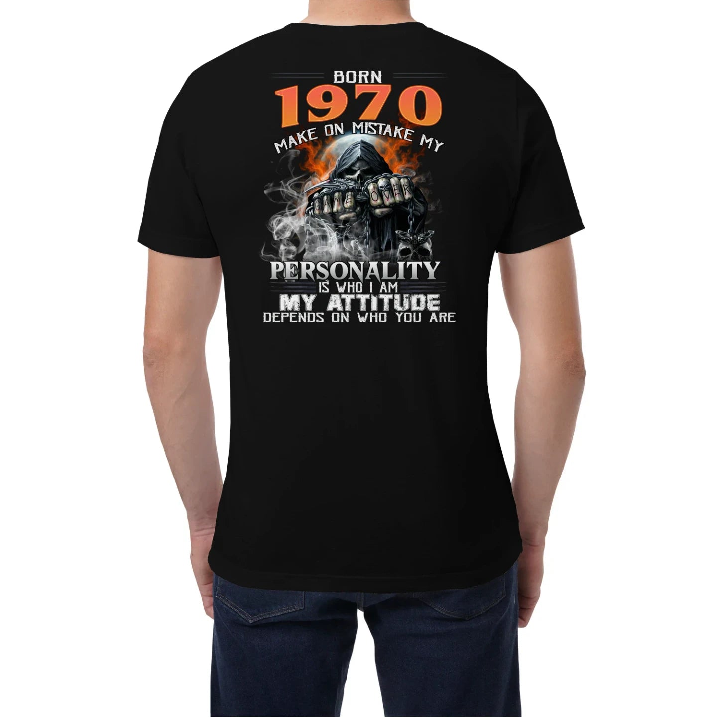 Born in 1970 – Bold Skull Attitude Tee for Legends Us1970
