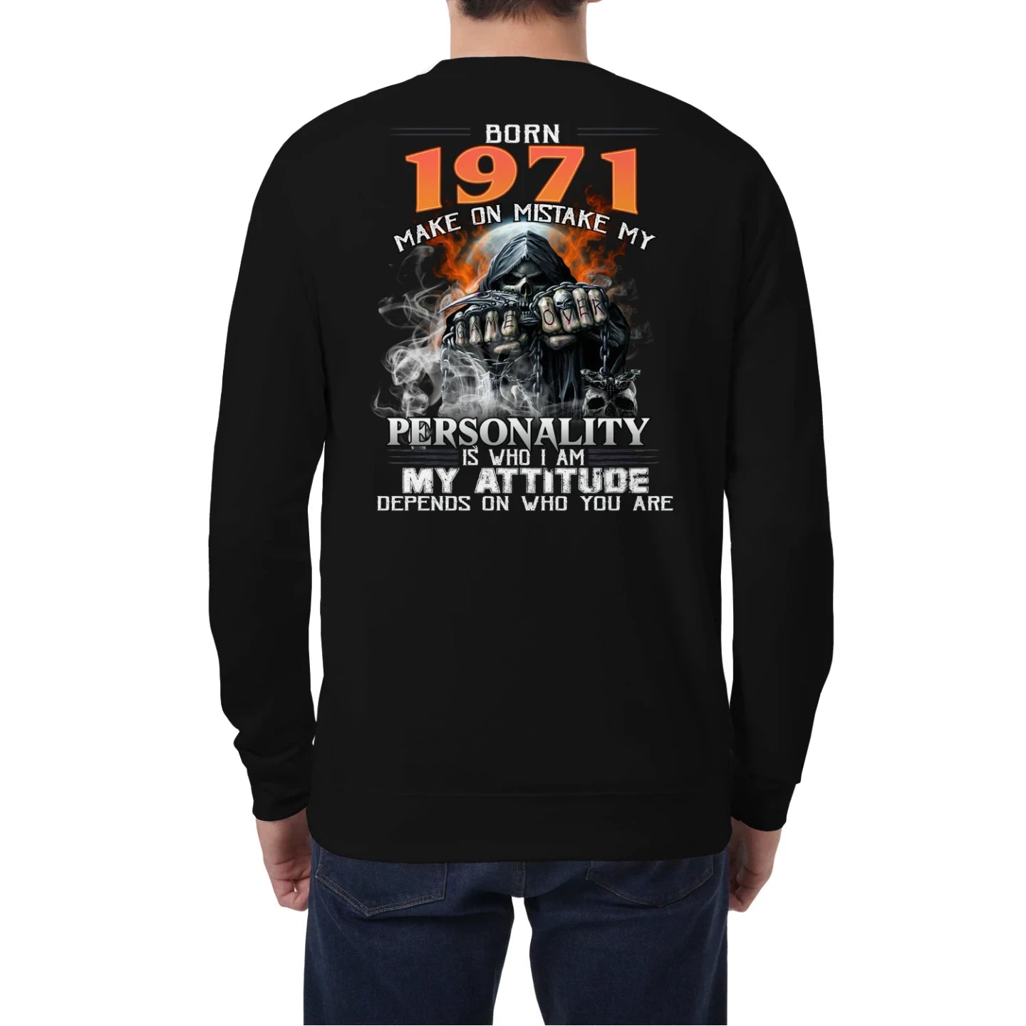 Born in 1971 – Bold Skull Attitude Tee for Legends Us1971