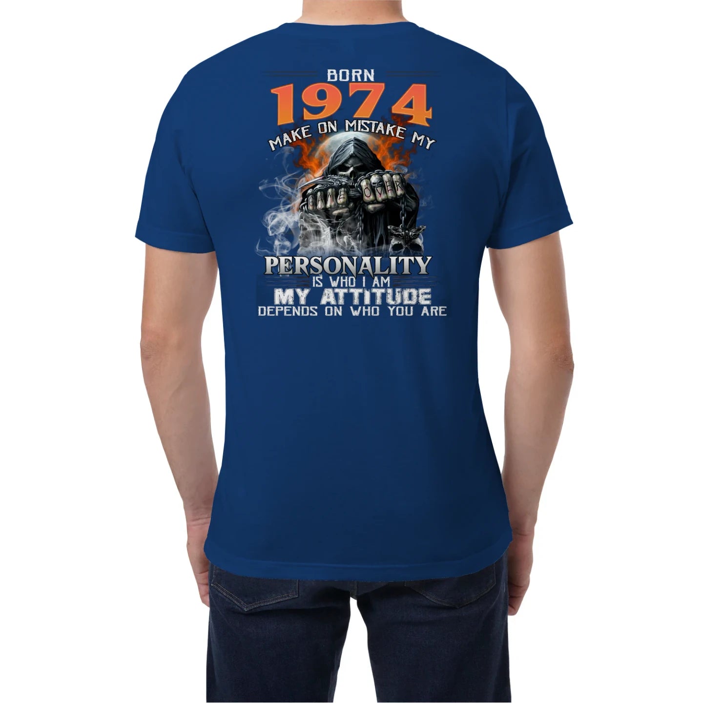 Born in 1974 – Bold Skull Attitude Tee for Legends Us1974