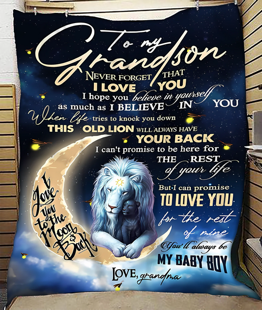 BLANKET FOR GRANDSON – COMFORT & WARMTH GIFT FROM GRANDMA  Sherpa Fleece Quilt Blanket NTTD00 (SKU-CHAU-B19)