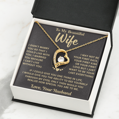 TO MY WIFE FROM HUSBAND NECKLACE  - Premium Forever Love Necklace (SKUJ12-VC-01)