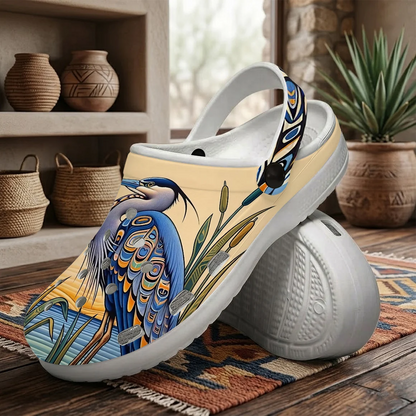 Native Heron Art Clogs Shoes for Adults & Kids