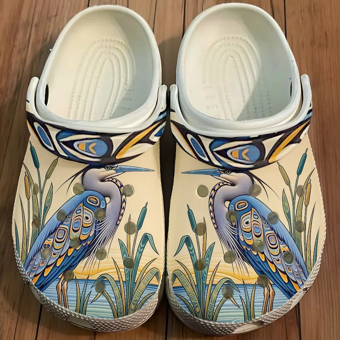 Native Heron Art Clogs Shoes for Adults & Kids