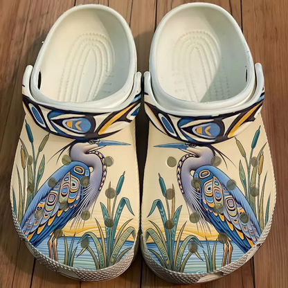 Native Heron Art Clogs Shoes for Adults & Kids