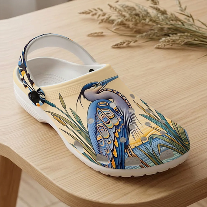 Native Heron Art Clogs Shoes for Adults & Kids