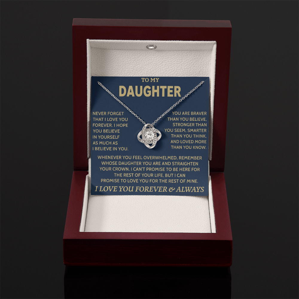 TO MY DAUGHTER "Never Forget That" - Gift from Parents Premium Love Knot Necklace (SKUJ12-08)