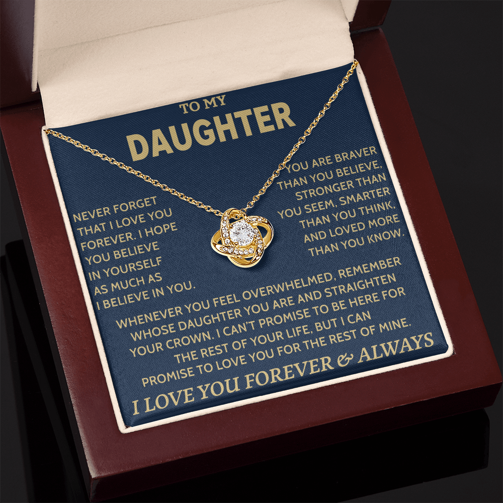 TO MY DAUGHTER "Never Forget That" - Gift from Parents Premium Love Knot Necklace (SKUJ12-08)
