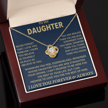 TO MY DAUGHTER "Never Forget That" - Gift from Parents Premium Love Knot Necklace (SKUJ12-08)