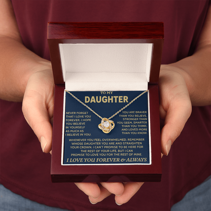 TO MY DAUGHTER "Never Forget That" - Gift from Parents Premium Love Knot Necklace (SKUJ12-08)