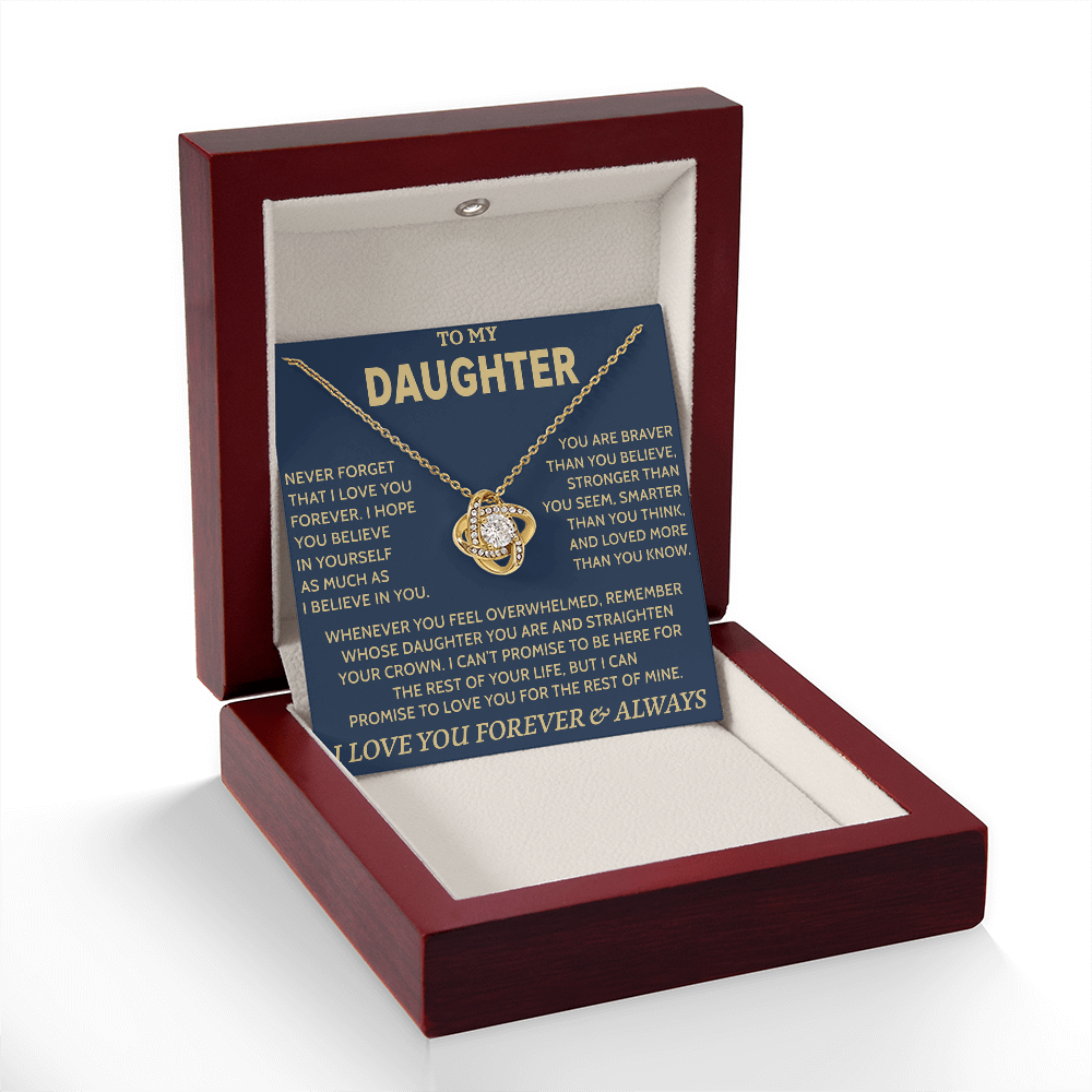 TO MY DAUGHTER "Never Forget That" - Gift from Parents Premium Love Knot Necklace (SKUJ12-08)