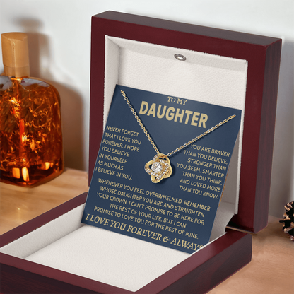 TO MY DAUGHTER "Never Forget That" - Gift from Parents Premium Love Knot Necklace (SKUJ12-08)