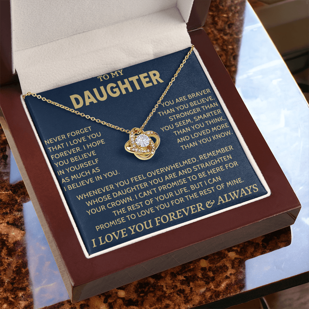 TO MY DAUGHTER "Never Forget That" - Gift from Parents Premium Love Knot Necklace (SKUJ12-08)