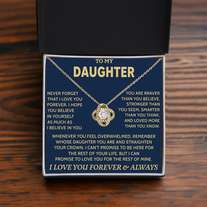 TO MY DAUGHTER "Never Forget That" - Gift from Parents Premium Love Knot Necklace (SKUJ12-08)