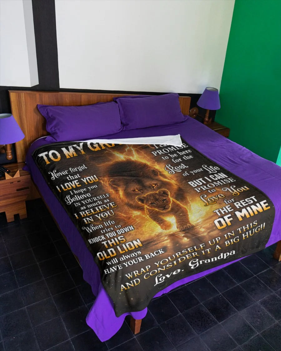 BLANKET FOR GRANDSON – COMFORT & WARMTH GIFT FROM GRANDPA  Sherpa Fleece Quilt Blanket NTTD00 (SKUB10-116)