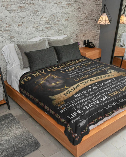 BLANKET FOR GRANDSON – COMFORT & WARMTH GIFT FROM GRANDMA  Sherpa Fleece Quilt Blanket NTTD00 (SKUB09-43)