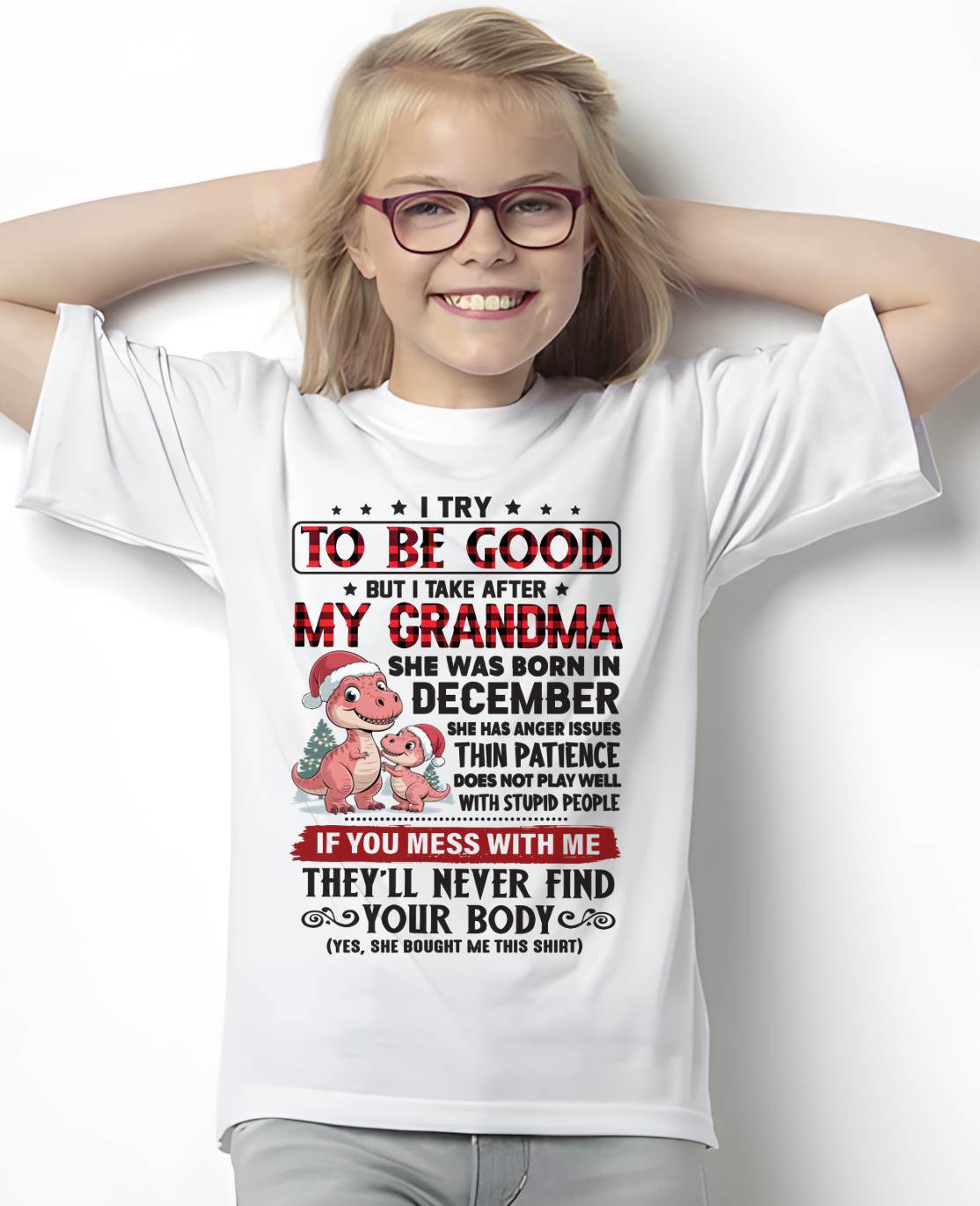 DECEMBER - TRY TO BE GOOD - PERFECT CHRISTMAS GIFT FOR GRANDDAUGHTER - GIFT FROM GRANDMA - NTTD12 (SKU11-05-12)