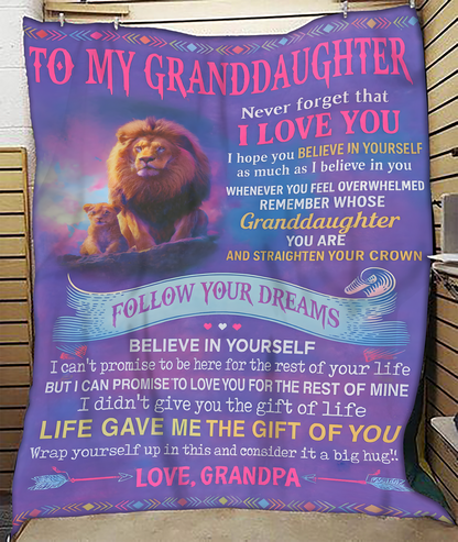 BLANKET FOR GRANDDAUGHTER – COMFORT & WARMTH GIFT FROM GRANDPA  Sherpa Fleece Quilt Blanket NTTD00 (SKUB11-BLK-17)