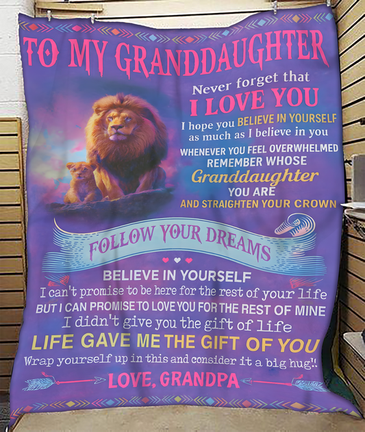 BLANKET FOR GRANDDAUGHTER – COMFORT & WARMTH GIFT FROM GRANDPA  Sherpa Fleece Quilt Blanket NTTD00 (SKUB11-BLK-17)