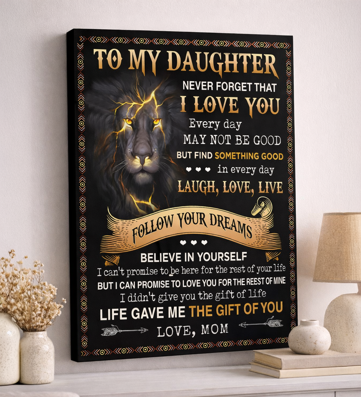 CANVAS FOR DAUGHTER - BEST GIFT FROM MOM - NTTD00 (SKU2604-150)