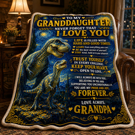 BLANKET FOR GRANDDAUGHTER – COMFORT & WARMTH GIFT FROM GRANDPA  Sherpa Fleece Quilt Blanket NTTD00 (SKU2608-228)