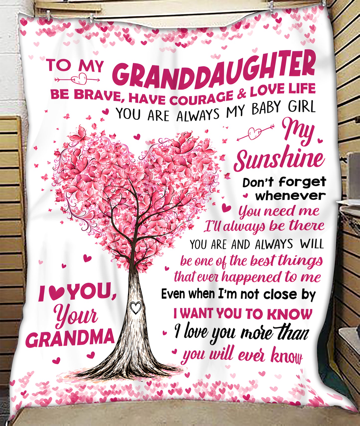 BLANKET FOR GRANDDAUGHTER – COMFORT & WARMTH GIFT FROM GRANDMA  Sherpa Fleece Quilt Blanket NTTD00 (SKU2606-360)