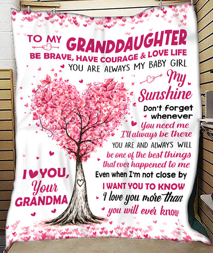 BLANKET FOR GRANDDAUGHTER – COMFORT & WARMTH GIFT FROM GRANDMA  Sherpa Fleece Quilt Blanket NTTD00 (SKU2606-360)