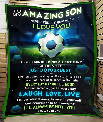 BLANKET FOR SON – COMFORT & WARMTH GIFT FROM DAD Sherpa Fleece Quilt Blanket NTTD00 (SKUB-BLK-DADFB)