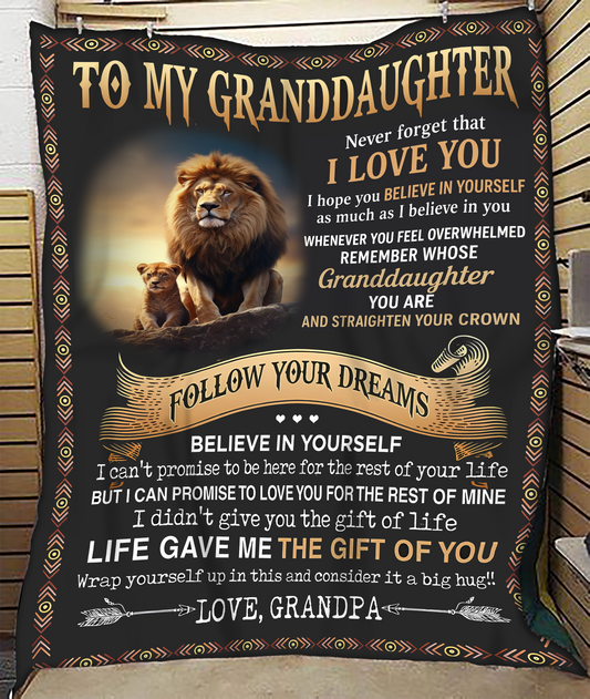 BLANKET FOR GRANDDAUGHTER – COMFORT & WARMTH GIFT FROM GRANDPA  Sherpa Fleece Quilt Blanket NTTD00 (SKUB11-BLK-15)