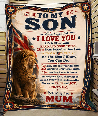 BLANKET FOR SON – COMFORT & WARMTH GIFT FROM MUM  Sherpa Fleece Quilt Blanket NTTD00 (SKU2608-484)