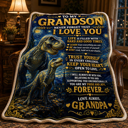 BLANKET FOR GRANDSON – COMFORT & WARMTH GIFT FROM GRANDPA  Sherpa Fleece Quilt Blanket NTTD00 (SKU2608-229)