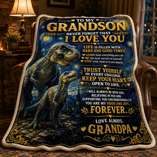 BLANKET FOR GRANDSON – COMFORT & WARMTH GIFT FROM GRANDPA  Sherpa Fleece Quilt Blanket NTTD00 (SKU2608-229)