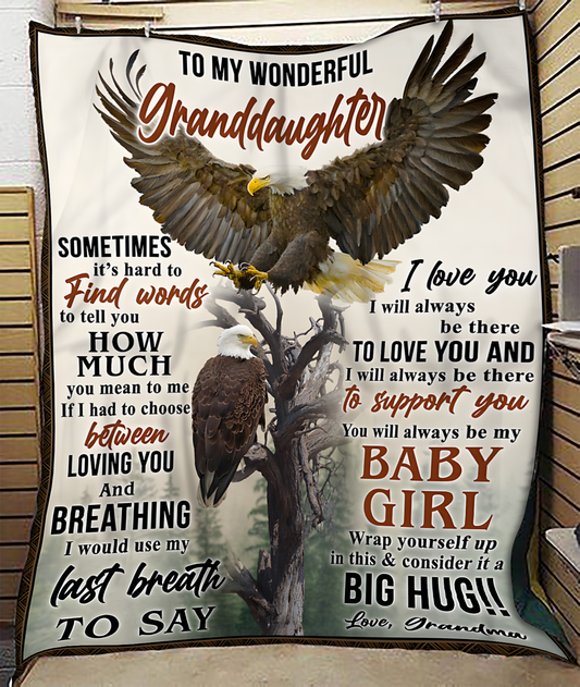 BLANKET FOR GRANDDAUGHTER – COMFORT & WARMTH GIFT FROM GRANDMA  Sherpa Fleece Quilt Blanket NTTD00 (SKUB12-BLK-01)