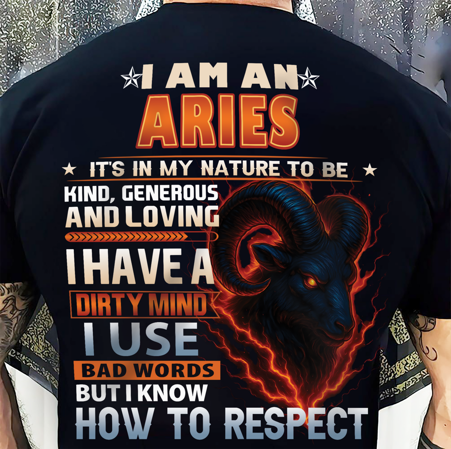 ARIES - DIRTY MIND BUT KNOW RESPECT - BIRTHDAY T-SHIRT FOR MEN (SKU-ZDA-ARI)
