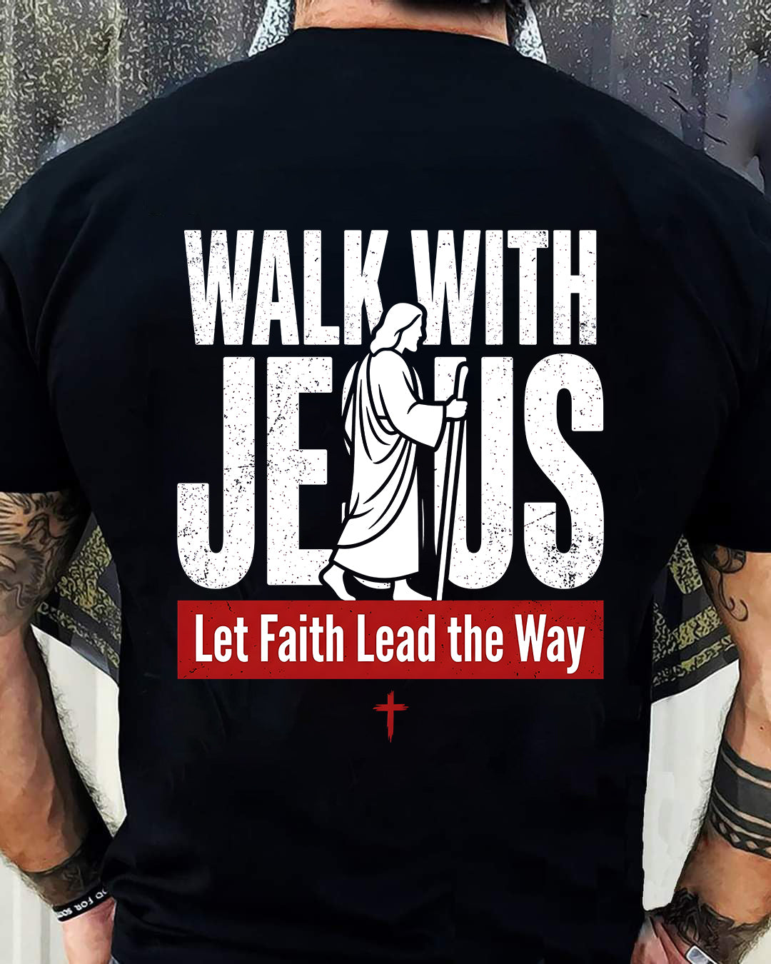 WALKING WITH JESUS - CHRISTIAN T-SHIRT - FOR MEN NTTD00 (SKU2608-128)