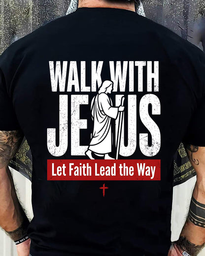 WALKING WITH JESUS - CHRISTIAN T-SHIRT - FOR MEN NTTD00 (SKU2608-128)