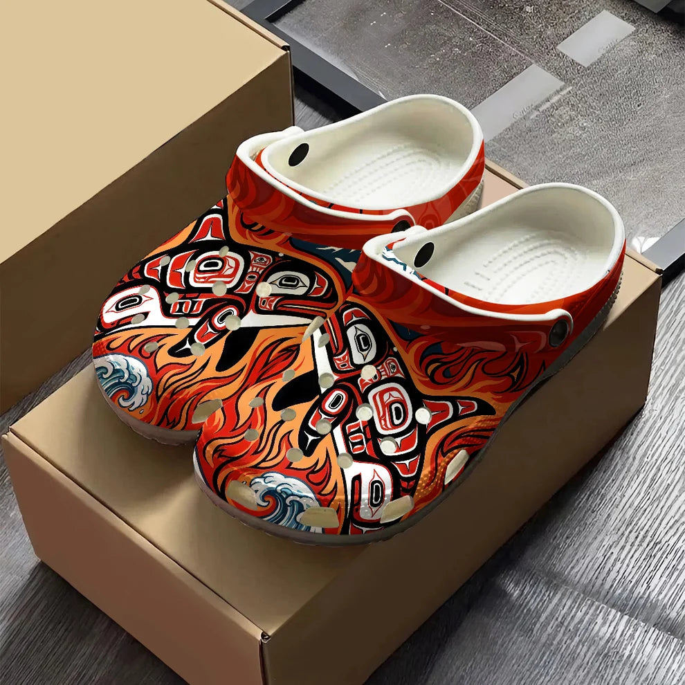 Native Orca Pattern Clogs Shoes for Adults & Kids