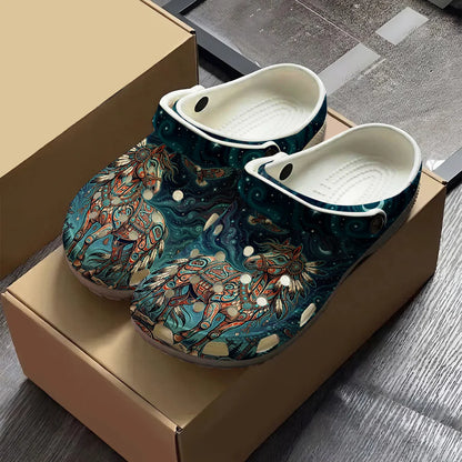 Native Horse Art Clogs Shoes for Adults & Kids
