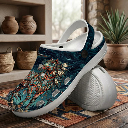 Native Horse Art Clogs Shoes for Adults & Kids