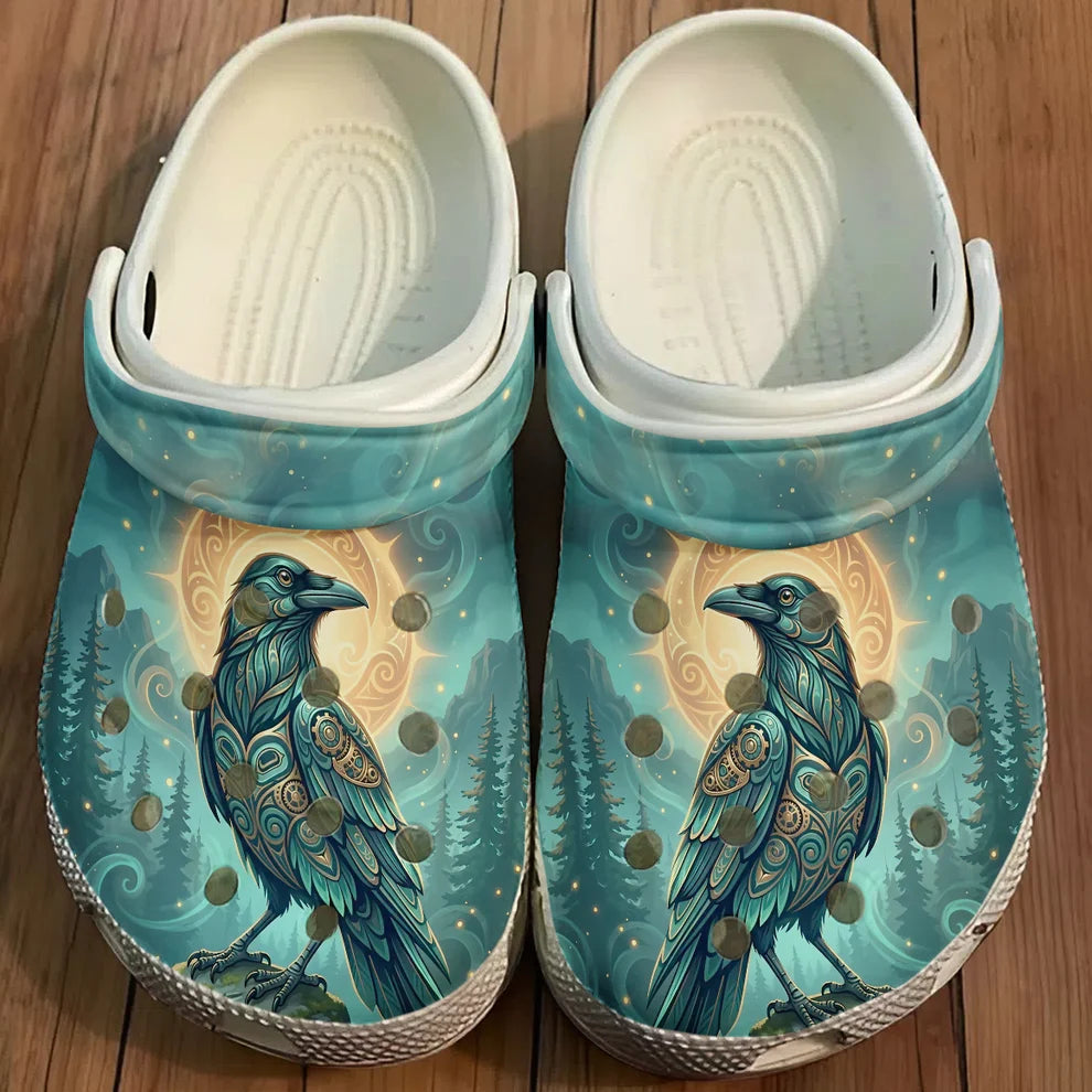 Native Raven Pattern Clogs Shoes for Adults & Kids
