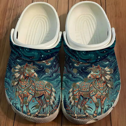 Native Horse Art Clogs Shoes for Adults & Kids