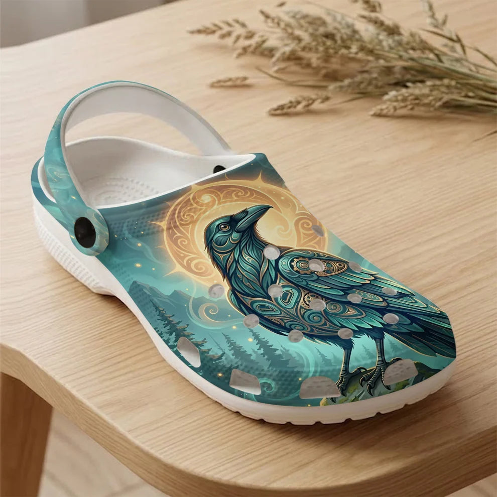 Native Raven Pattern Clogs Shoes for Adults & Kids