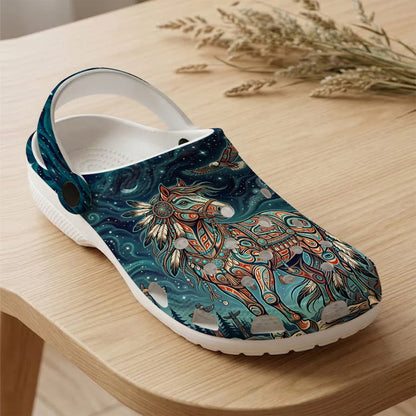 Native Horse Art Clogs Shoes for Adults & Kids