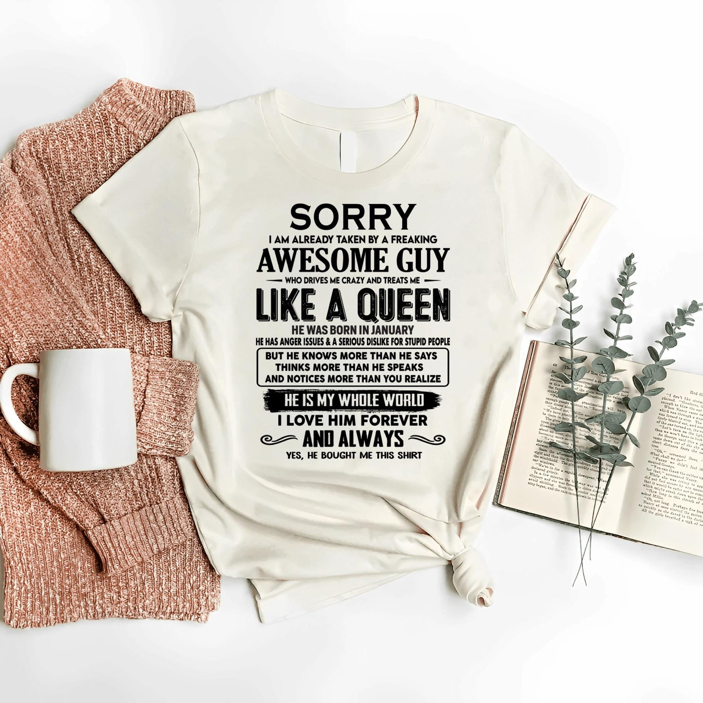 January - Sorry I am already taken by a freaking awesome guy - Gift for Wife From Husband - NGHL01 (SKU-SRG-01)