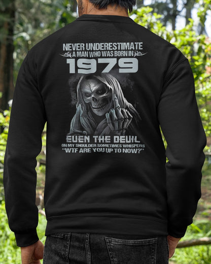 Never Underestimate a 1979 Man – Grim Reaper Attitude Shirt (SKU07-58-1979)
