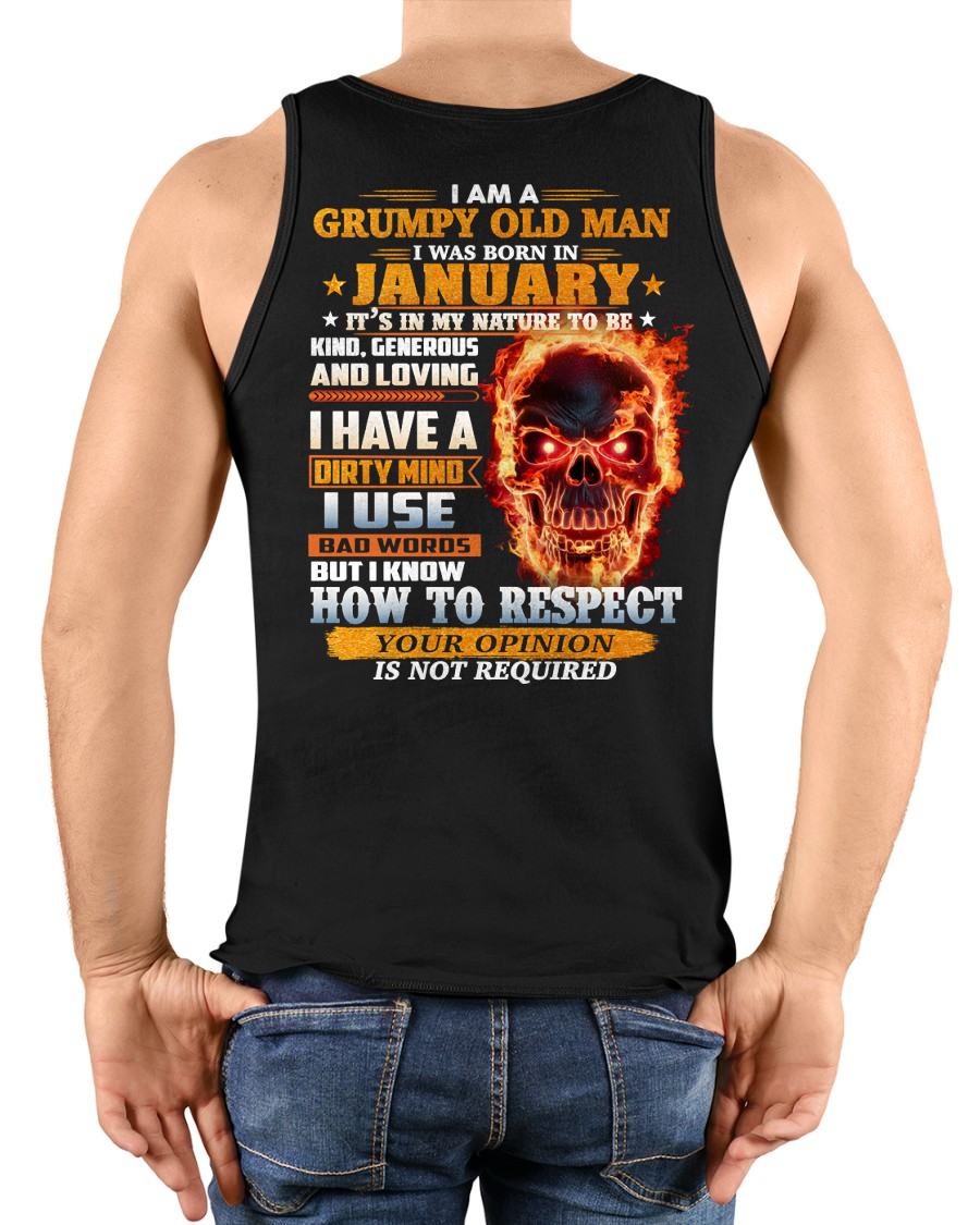 JANUARY - GRUMPY OLD MAN - BIRTHDAY T-SHIRT FOR MEN - NTTD01 (SKU26T-01122-01)