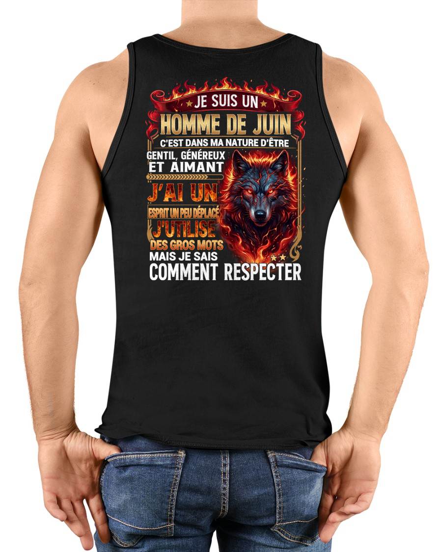 JUIN – ESPRIT MALICIEUX MAIS SAIT RESPECTER - T-SHIRT ANNIVERSAIRE HOMME - IMPRESSION DTG PREMIUM - frNTTD06 (SKU2604-87-06)