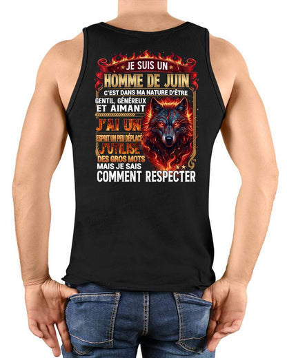 JUIN – ESPRIT MALICIEUX MAIS SAIT RESPECTER - T-SHIRT ANNIVERSAIRE HOMME - IMPRESSION DTG PREMIUM - frNTTD06 (SKU2604-87-06)